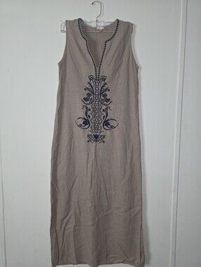 Sigrid Olsen beige embroidery women dress size Xs